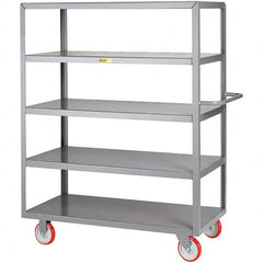 Little Giant - 1,200 Lb Capacity, 24" Wide x 48" Long x 61-1/2" High Service Cart - 5 Shelf, Steel, Polyurethane Casters - Exact Tooling