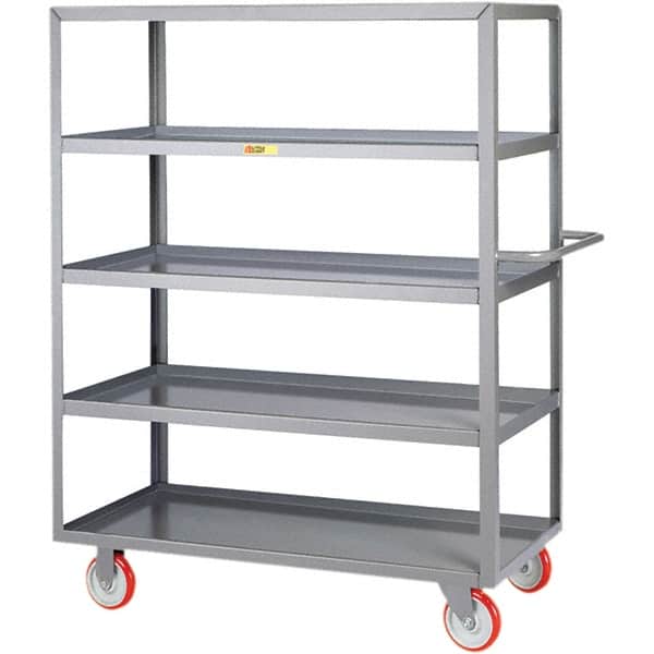 Little Giant - 1,200 Lb Capacity, 18" Wide x 32" Long x 62" High Service Cart - 5 Shelf, Steel, Polyurethane Casters - Exact Tooling