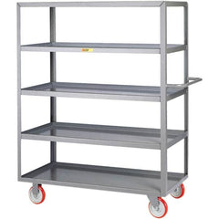 Little Giant - 1,200 Lb Capacity, 24" Wide x 36" Long x 62" High Service Cart - 5 Shelf, Steel, Polyurethane Casters - Exact Tooling