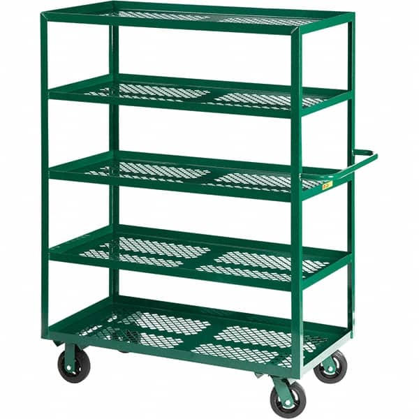 Little Giant - 2,000 Lb Capacity Steel Platform Truck - Steel Deck, 30" OAW, 60" Platform Length, Mold On Rubber Casters - Exact Tooling