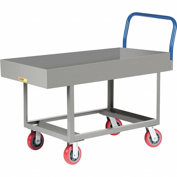 Little Giant - 2,000 Lb Capacity Steel Platform Truck - Steel Deck, 24" OAW, 61-1/2" Platform Length, Polyurethane Casters - Exact Tooling