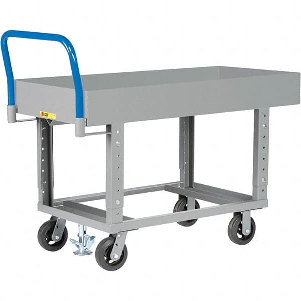 Little Giant - 2,000 Lb Capacity Steel Platform Truck - Steel Deck, 24" OAW, 61-1/2" Platform Length, Mold On Rubber Casters - Exact Tooling