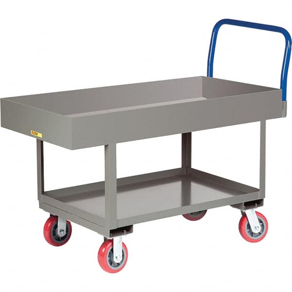 Little Giant - 2,000 Lb Capacity Steel Platform Truck - Steel Deck, 24" OAW, 61-1/2" Platform Length, Polyurethane Casters - Exact Tooling
