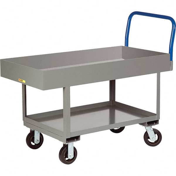 Little Giant - 2,000 Lb Capacity Steel Platform Truck - Steel Deck, 24" OAW, 61-1/2" Platform Length, Mold On Rubber Casters - Exact Tooling