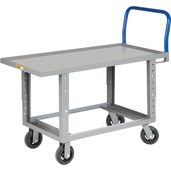 Little Giant - 2,000 Lb Capacity Steel Platform Truck - Steel Deck, 30" OAW, 64" Platform Length, Mold On Rubber Casters - Exact Tooling