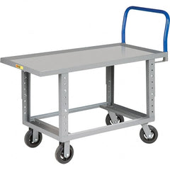 Little Giant - 2,000 Lb Capacity Steel Platform Truck - Steel Deck, 30" OAW, 64" Platform Length, Mold On Rubber Casters - Exact Tooling