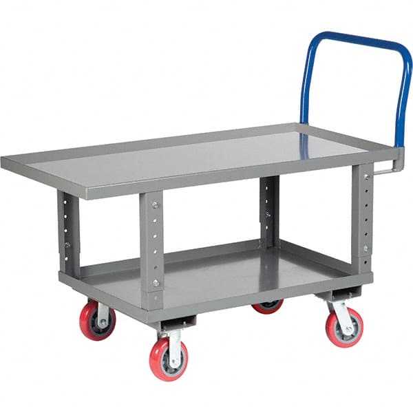Little Giant - 2,000 Lb Capacity Steel Platform Truck - Steel Deck, 24" OAW, 49-1/2" Platform Length, Polyurethane Casters - Exact Tooling