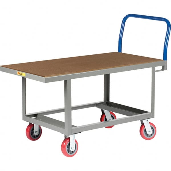 Little Giant - 2,000 Lb Capacity Steel Platform Truck - Steel Deck, 24" OAW, 49-1/2" Platform Length, Polyurethane Casters - Exact Tooling