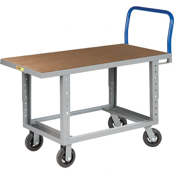 Little Giant - 2,000 Lb Capacity Steel Platform Truck - Steel Deck, 30" OAW, 48" Platform Length, Mold On Rubber Casters - Exact Tooling