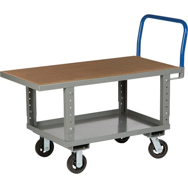 Little Giant - 2,000 Lb Capacity Steel Platform Truck - Steel Deck, 30" OAW, 61-1/2" Platform Length, Mold On Rubber Casters - Exact Tooling