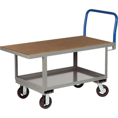 Little Giant - 2,000 Lb Capacity Steel Platform Truck - Wood Deck, 24" OAW, 48" Platform Length, Mold On Rubber Casters - Exact Tooling