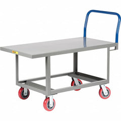 Little Giant - 2,000 Lb Capacity Steel Platform Truck - Steel Deck, 24" OAW, 61-1/2" Platform Length, Polyurethane Casters - Exact Tooling