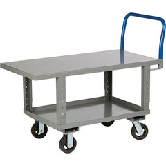 Little Giant - 2,000 Lb Capacity Steel Platform Truck - Steel Deck, 24" OAW, 49-1/2" Platform Length, Mold On Rubber Casters - Exact Tooling