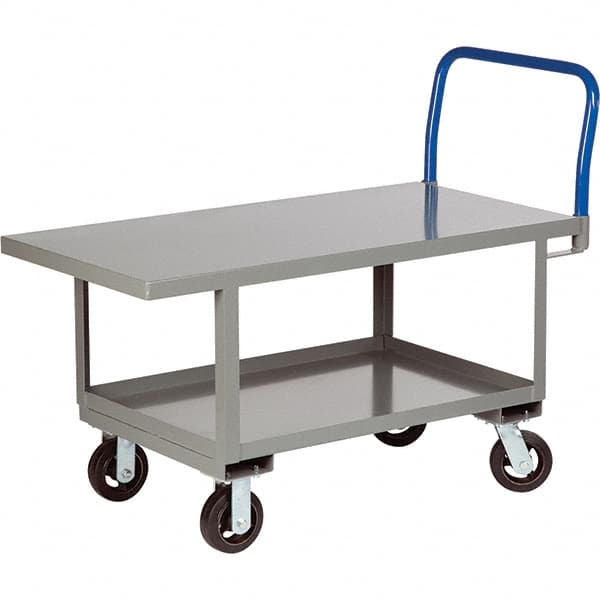 Little Giant - 2,000 Lb Capacity Steel Platform Truck - Steel Deck, 24" OAW, 48" Platform Length, Mold On Rubber Casters - Exact Tooling