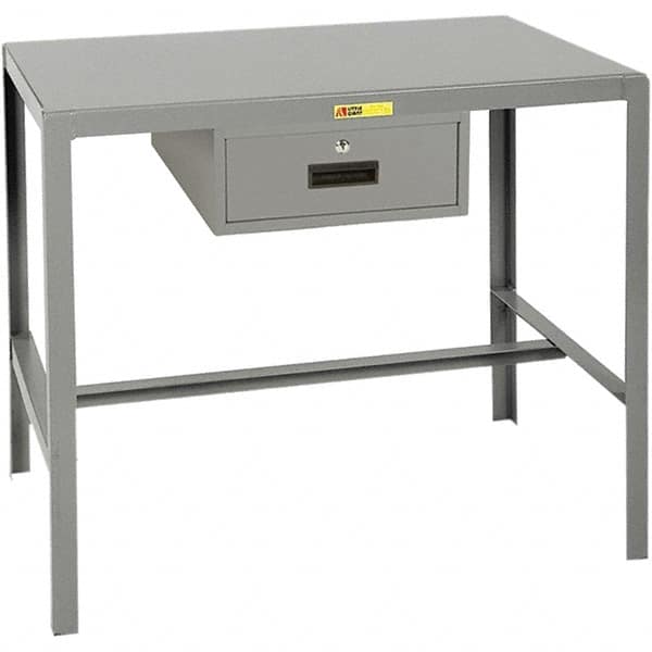 Little Giant - 48 Wide x 24" Deep x 30" High, Steel Machine Work Table with Drawer - Fixed Legs - Exact Tooling