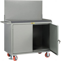 Little Giant - 3,600 Lb Capacity Mobile Workbench with Pegboard Panel - 48" Wide x 43" High - Exact Tooling