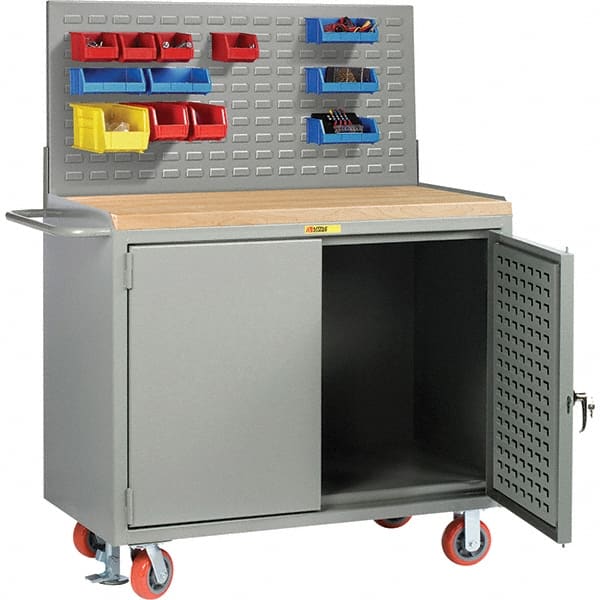 Little Giant - 3,600 Lb Capacity Mobile Workbench with Pegboard Panel - 48" Wide x 43-1/2" High - Exact Tooling