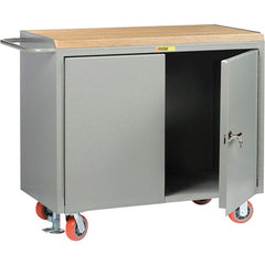 Little Giant - 3,600 Lb Capacity, 2 Door Mobile Service Bench - 41" Wide x 24" Deep x 43" High, Steel, Gray - Exact Tooling