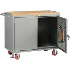 Little Giant - 3,600 Lb Capacity Mobile Workbench with Pegboard Panel - 48" Wide x 43-1/2" High - Exact Tooling
