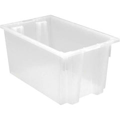 Quantum Storage - 90 Lb Load Capacity Clear Polypropylene Tote Container - Stacking, Nesting, 12" Long x 15-1/2" Wide x 23" High - Exact Tooling