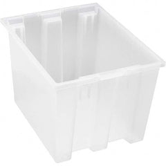 Quantum Storage - 65 Lb Load Capacity Clear Polypropylene Tote Container - Stacking, Nesting, 13" Long x 15-1/2" Wide x 19-1/2" High - Exact Tooling