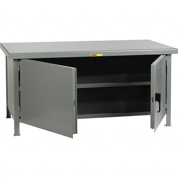 Little Giant - 1 Shelf Storage Cabinet - Steel, 60" Wide x 30" Deep x 34" High - Exact Tooling