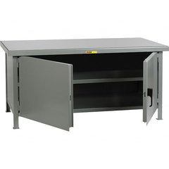 Little Giant - 1 Shelf Storage Cabinet - Steel, 72" Wide x 30" Deep x 34" High - Exact Tooling