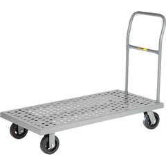 Little Giant - 1,600 Lb Capacity Steel Platform Truck - Steel Deck, 24" OAW, 48" Platform Length, Mold On Rubber Casters - Exact Tooling