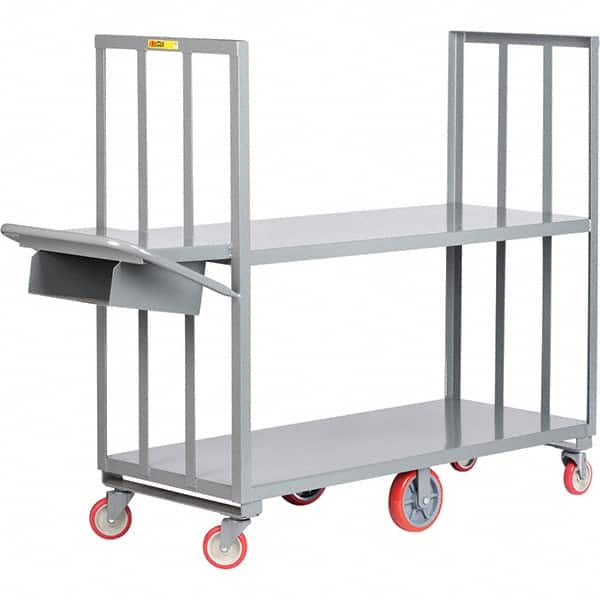 Little Giant - 2,000 Lb Capacity, 24" Wide x 60" Long x 58" High Order Picking Cart - Steel, Polyurethane Casters - Exact Tooling