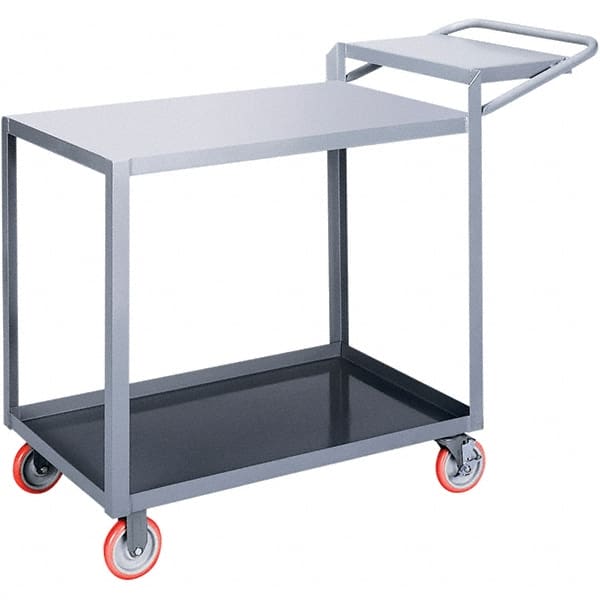 Little Giant - 1,200 Lb Capacity, 24" Wide x 48" Long x 40" High Order Picking Cart - 2 Shelf, Steel, Polyurethane Casters - Exact Tooling
