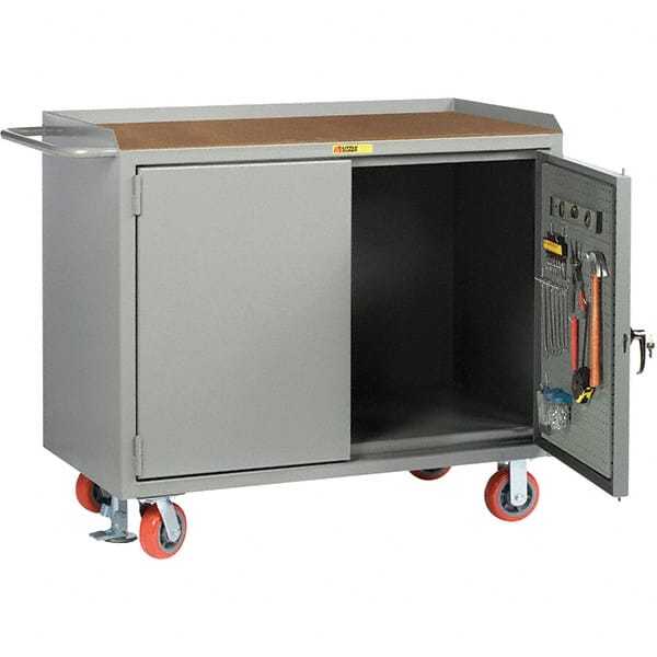 Little Giant - 3,600 Lb Capacity Mobile Workbench with Pegboard Panel - 48" Wide x 43-1/2" High - Exact Tooling