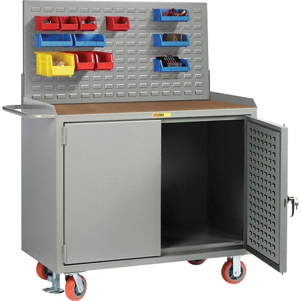 Little Giant - 3,600 Lb Capacity Mobile Workbench with Pegboard Panel - 48" Wide x 43-1/2" High - Exact Tooling