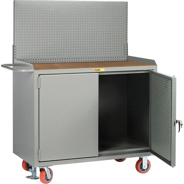 Little Giant - 3,600 Lb Capacity Mobile Workbench with Pegboard Panel - 48" Wide x 43" High - Exact Tooling
