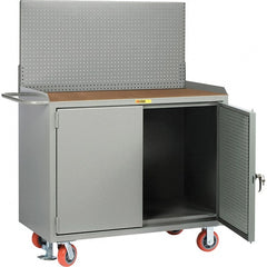 Little Giant - 3,600 Lb Capacity Mobile Workbench with Pegboard Panel - 48" Wide x 43" High - Exact Tooling