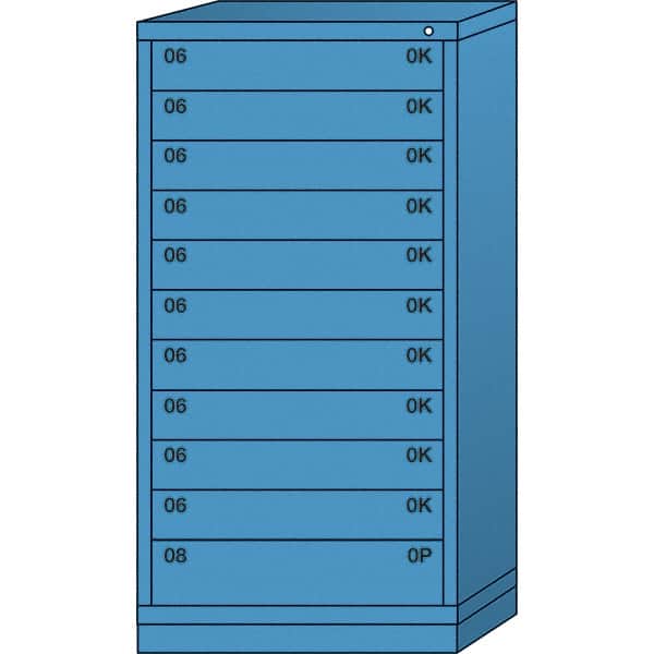 Lyon - 11 Drawer, Standard Eye-Level - Multiple Drawer Access Cabinet - Steel, 30" Wide x 28-1/4" Deep x 59-1/4" High, Wedgewood Blue - Exact Tooling