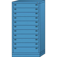 Lyon - 11 Drawer, Standard Eye-Level - Single Drawer Access Cabinet - Steel, 30" Wide x 28-1/4" Deep x 59-1/4" High, Wedgewood Blue - Exact Tooling