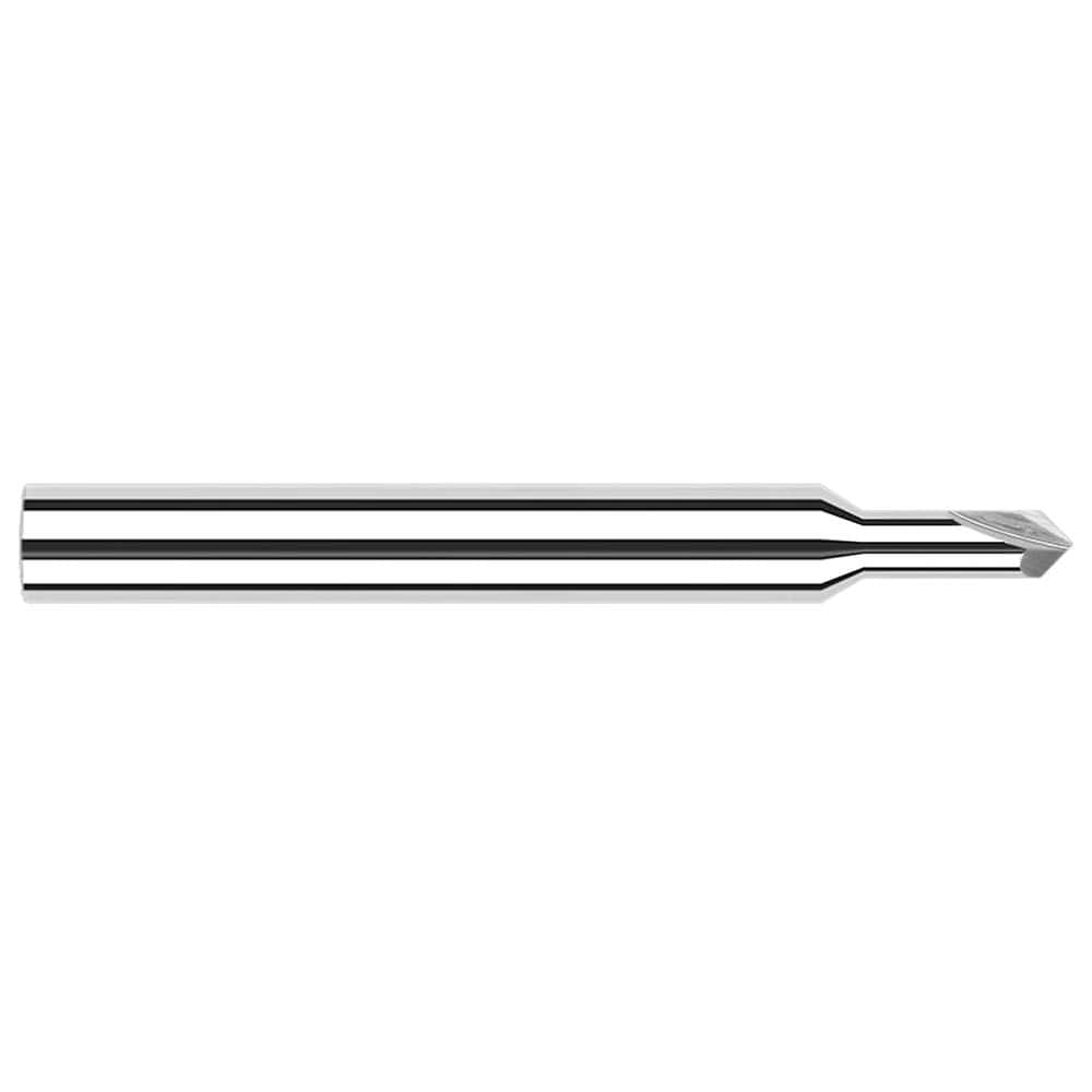 Harvey Tool - 3/32" Diam 90°/90° 2-Flute Single End Solid Carbide Chamfer Mill - Exact Tooling