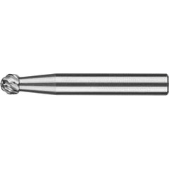 PFERD - SD-1, 1/4" Cut Diam, 1/4" Shank Diam, Carbide Diamond Pattern Ball Burr - Exact Tooling