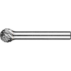 PFERD - SD-3, 3/8" Cut Diam, 1/4" Shank Diam, Carbide Diamond Pattern Ball Burr - Exact Tooling