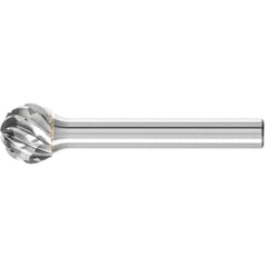 PFERD - SD-5, 1/2" Cut Diam, 1/4" Shank Diam, Carbide No End Cut Ball Burr - Exact Tooling