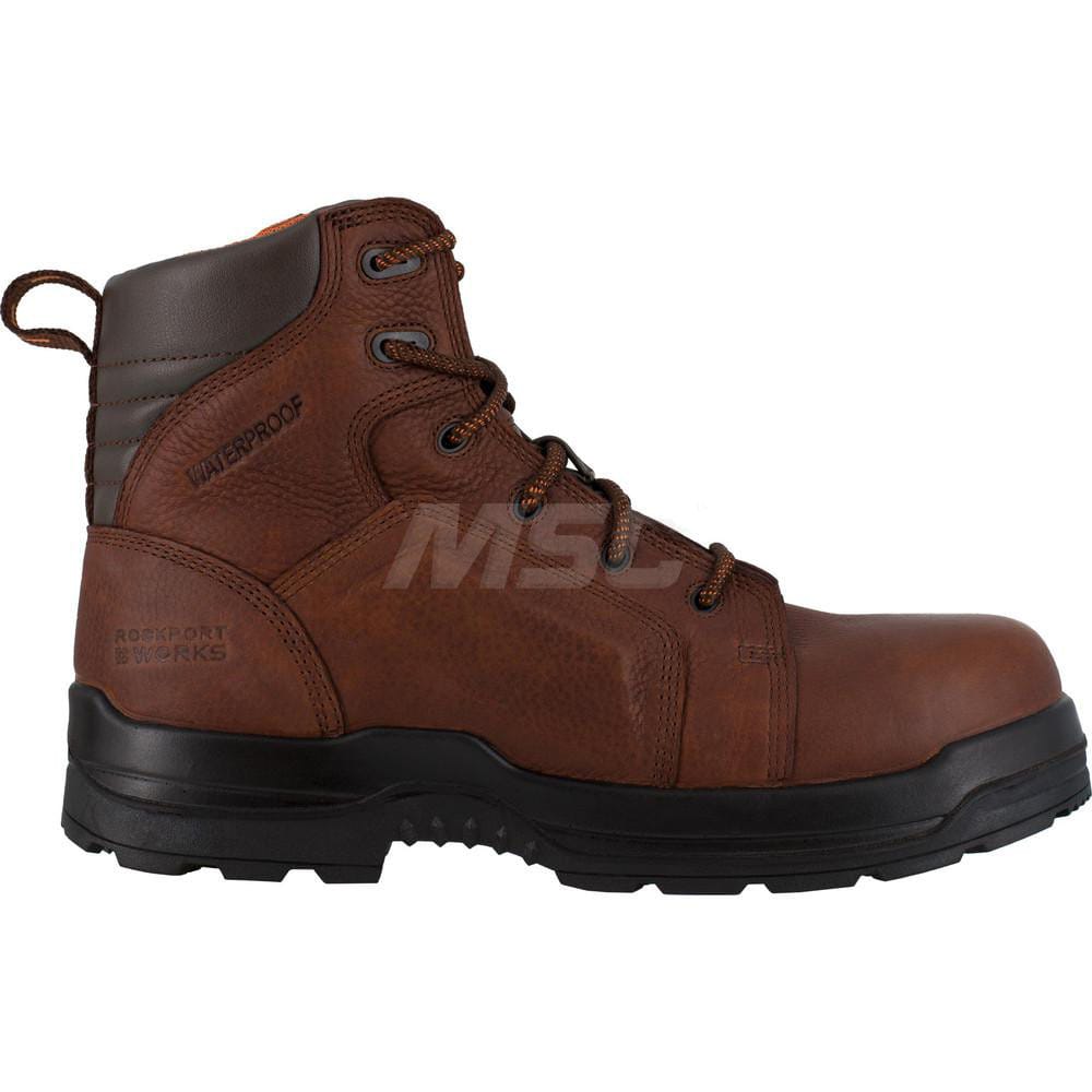 Work Boot: Size 8, 6″ High, Leather, Composite Toe Brown, Medium Width
