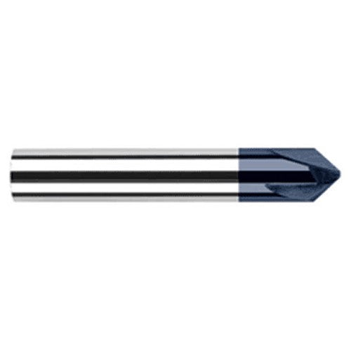 Chamfer Cutters - 0.5000″ (1/2″) Shank Diameter × 30° per side Carbide Flat Chamfer Cutter, 4 Flutes, AlTiN Coated - Exact Tooling