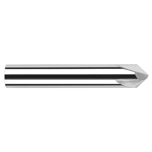 Chamfer Cutters - 0.1250″ (1/8″) Shank Diameter × 75° per side Carbide Flat Chamfer Cutter, 3 Flutes - Exact Tooling