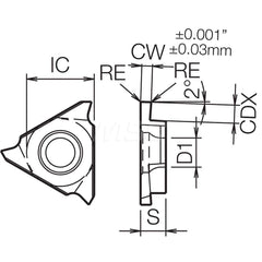 Grooving Insert: GBA43N PR1215, Solid Carbide Megacoat, Right Hand, 2.24 mm Cutting Width, 3.5 mm Max Depth, Series GBA
