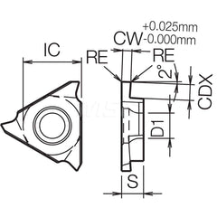 Grooving Insert: GBA32F TN620, Cermet TiCN Finish, Right Hand, 0.5 mm Cutting Width, 1 mm Max Depth, Series GBA