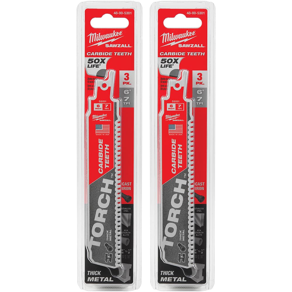 Milwaukee Tool - Reciprocating Saw Blades Blade Material: Carbide Blade Length (Inch): 6 - Exact Tooling