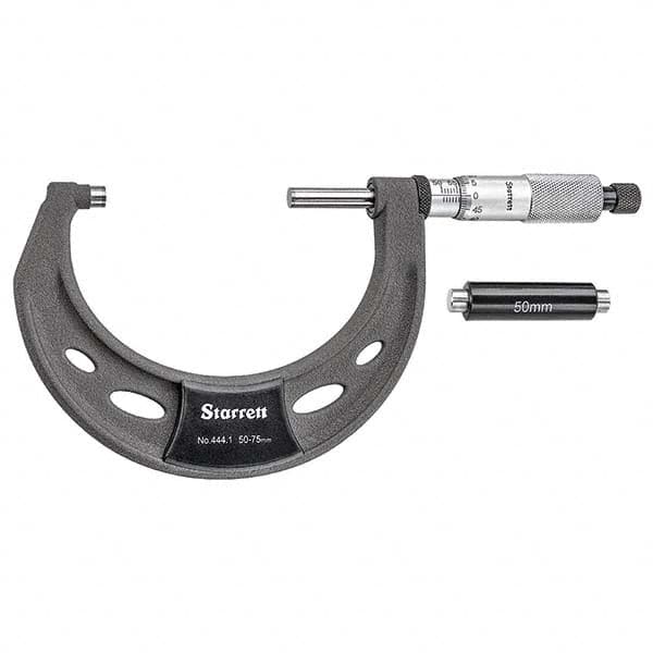 Starrett - Mechanical Outside Micrometers Minimum Measurement (mm): 50.00 Maximum Measurement (mm): 75.00 - Exact Tooling