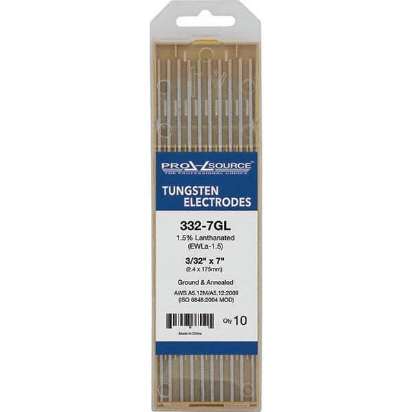 PRO-SOURCE - Tungsten Electrodes Type: 1.5% Lanthanated Diameter (Inch): 3/32 - Exact Tooling