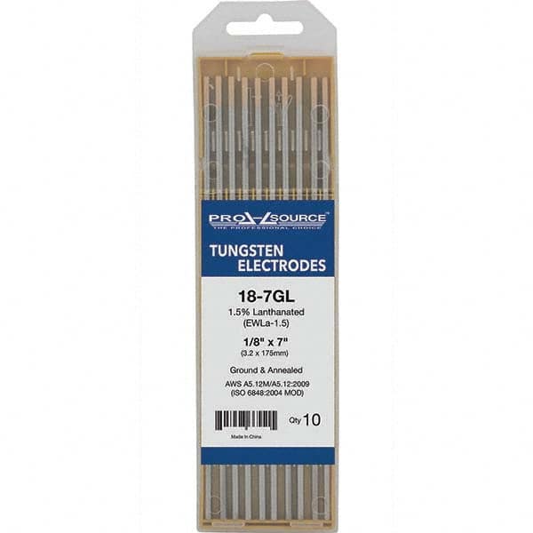 PRO-SOURCE - Tungsten Electrodes Type: 1.5% Lanthanated Diameter (Inch): 1/8 - Exact Tooling