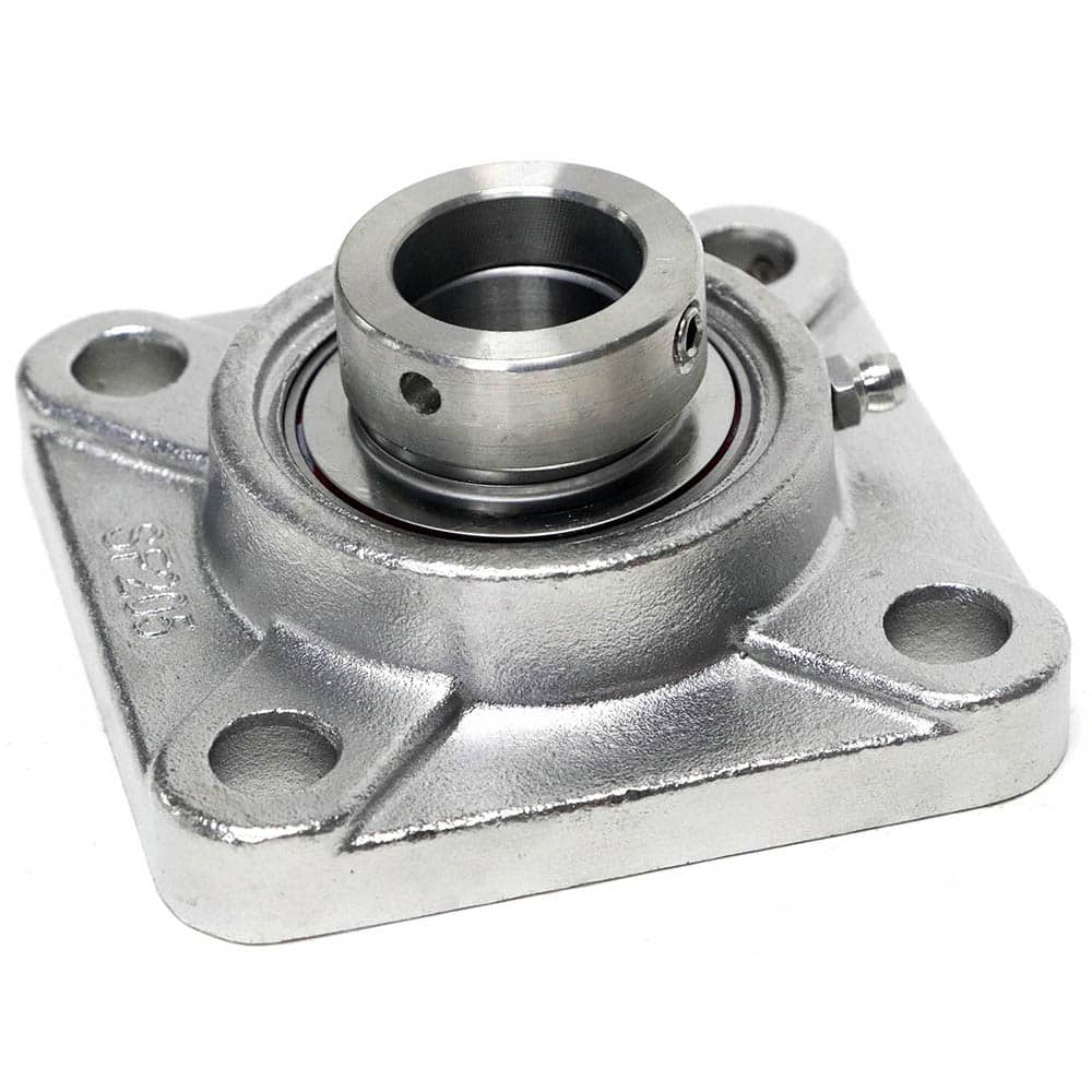 Shuster - SNASF207, 35mm ID, 4-5/8" OAL x 4-5/8" OAH, 4-Bolt Flange Bearing - Exact Tooling